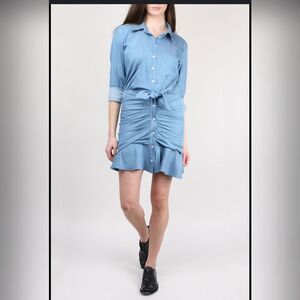 VERONICA BEARD Valle Chambray Ruffled Mini dress Sz 2